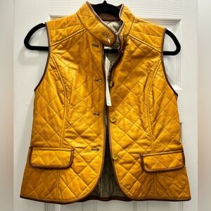 Quilted Leather Mustard Yellow Women's Vest